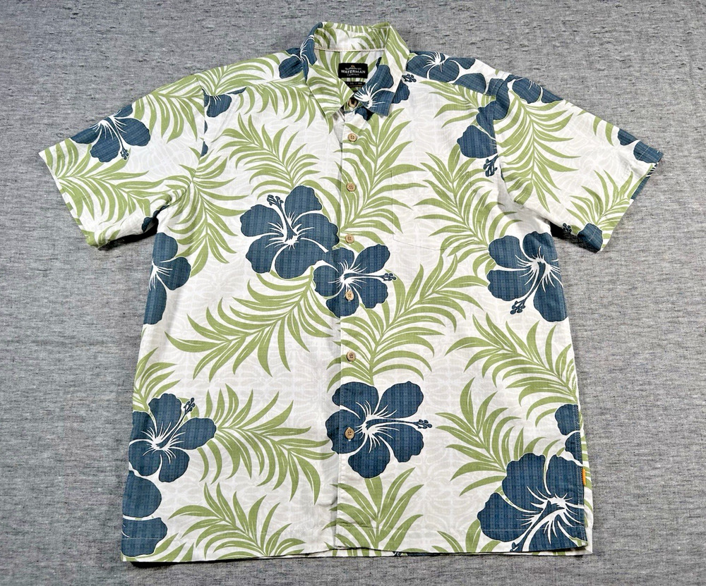 Quiksilver Waterman Shirt Mens Extra Large Comfort Fit Floral Short Sleeve